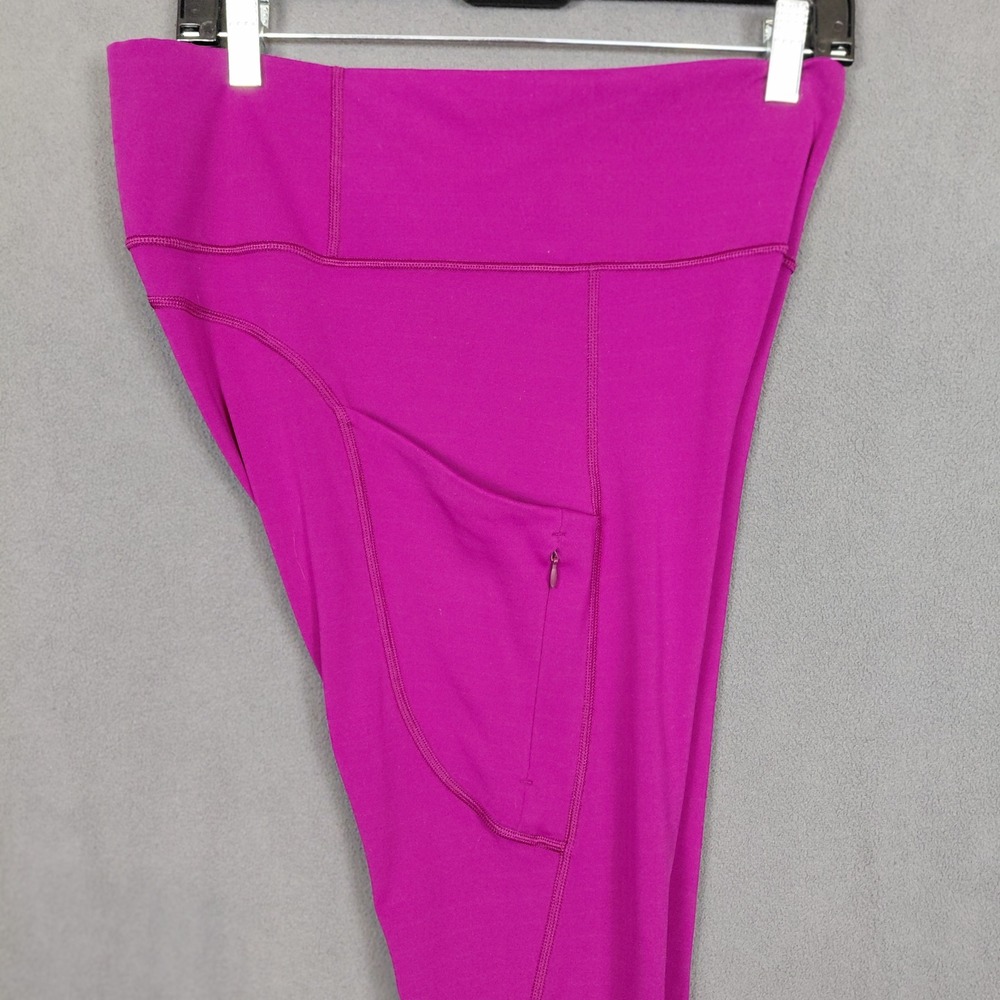 Athleta M High-Rise‎ 7/8 Leggings Magenta Purple Pockets Zip Closure Yoga Pants